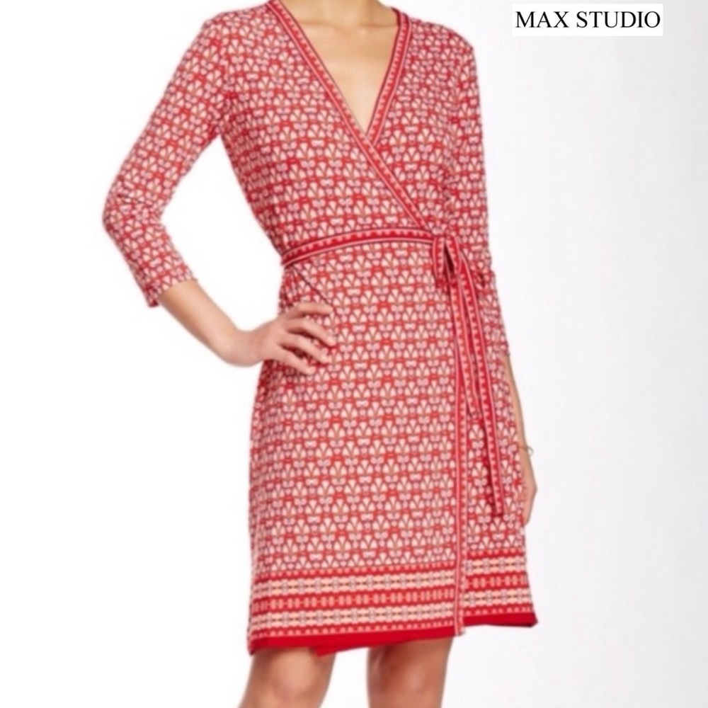 Max Studio Women Wrap Dress 3/4 Sleeves Size M
